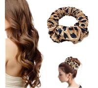 Sleepy Tie, Hair Scrunchies, Heatless Curl Scrunchie for Long Hair, Brown Polka Dot Oversized Scrunchie, Satin Hair Ties for Overnight Styling, Silk Lazy Rollers for Long Hair Overnight