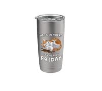 Sleepy Tired Cat Funny Coffee Almost Friday Stainless Steel Insulated Tumbler