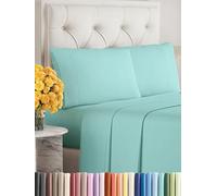 Sleepy Town Queen Size Bed Sheets - 4 Piece - Queen Sheet Set - Extra Soft, Comfy & Cooling - Easy Care - Shrinkage, Wrinkle & Fade Resistant - Brushed Microfiber - Deep Pocket Bed Sheets (Spa Blue)
