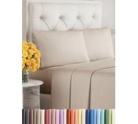 Sleepy Town Queen Size Bed Sheets - 4 Piece - Queen Sheet Set - Extra Soft, Comfy & Cooling - Easy Care - Shrinkage, Wrinkle & Fade Resistant - Brushed Microfiber - Deep Pocket Bed Sheets (Wheat)
