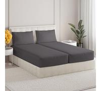 Sleepy Town Split King Size Bed Sheets - 4 Piece - NO Flat Sheet Included - Split King Sheet Set - Soft, Comfy & Cooling - Easy Care - Wrinkle & Fade Free - Brushed Microfiber Bed Sheets (Dark Grey)