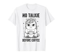 Sleepy Unicorn Humor No Talkie Before Coffee T-Shirt