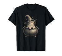 Sleepy Witch Cat Cauldron Aesthetic T-Shirt