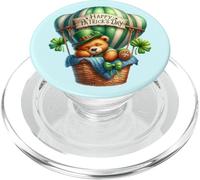 Sleepy Woodland Bear Lucky Green Clover Irish Teddy Balloon PopSockets PopGrip for MagSafe