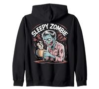 Sleepy Zombie Coffee Lover Funny Undead Zip Hoodie
