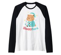 SleepyBara Cute Capybara Pajamas Kawaii Capy Nap Lover Raglan Baseball Tee