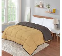 SleepyNights 13.5 Box Stitching Reversible Coverless Polycotton Duvet Sand And Charcoal Double