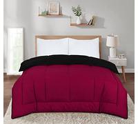 SleepyNights 13.5 tog Box Stitching Reversible Coverless Polycotton Duvet - Burgundy and Black - Double