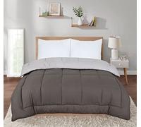 SleepyNights 13.5 tog Box Stitching Reversible Coverless Polycotton Duvet - Grey and Charcoal - King