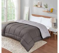SleepyNights 13.5 tog Box Stitching Reversible Coverless Polycotton Duvet - Grey and Charcoal - Single