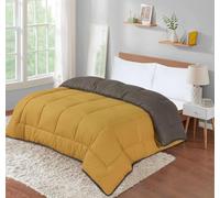 SleepyNights 13.5 tog Box Stitching Reversible Coverless Polycotton Duvet - Mustard and Black - Double