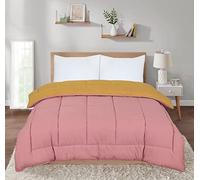 SleepyNights 13.5 tog Box Stitching Reversible Coverless Polycotton Duvet - Mustard and Pink - King