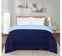 SleepyNights 13.5 tog Box Stitching Reversible Coverless Polycotton Duvet - Navy and Sky Blue - Double
