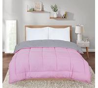 SleepyNights 13.5 tog Box Stitching Reversible Coverless Polycotton Duvet - Pink and Grey - Double