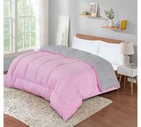 SleepyNights 13.5 tog Box Stitching Reversible Coverless Polycotton Duvet - Pink and Grey - Single