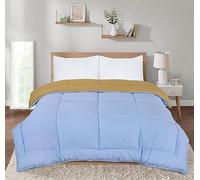 SleepyNights 13.5 tog Box Stitching Reversible Coverless Polycotton Duvet - Sand and Sky Blue - King