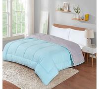 SleepyNights 13.5 tog Box Stitching Reversible Coverless Polycotton Duvet - Teal and Grey - Double