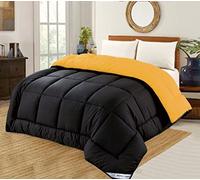 SleepyNights 7.5 tog Box Stitching Reversible Coverless Summer Cool Duvet - Mustard and Black - Double