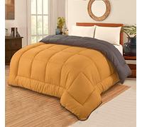 SleepyNights 7.5 tog Box Stitching Reversible Coverless Summer Cool Duvet - Mustard and Grey - Double