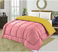 SleepyNights 7.5 tog Box Stitching Reversible Coverless Summer Cool Duvet - Mustard and Pink - Single