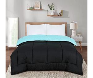 SleepyNights 7.5 tog Box Stitching Reversible Coverless Summer Cool Duvet - Teal and Black - King