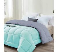 SleepyNights 7.5 tog Box Stitching Reversible Coverless Summer Cool Duvet Teal and Grey - Double