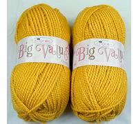 SleepyNights Big Value Chunky Knitting Yarn Wool Acrylic 2 Pack (2 x 100g) - Mustard