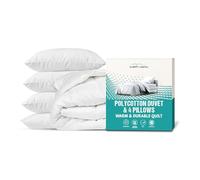 SleepyNights Double Duvet 13.5 Tog Poly Cotton Quilt with 4 Ultra Bounce Pillows - Luxury Anti-Allergy Bedding Set, Sustainable Hollowfibre Filling - Machine Washable, Made in the UK (200x200cm)