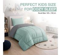 Sleepynights Duck Egg & Grey 7.5 Tog Reversible 120 X 150 Cm Cot Bed Coverless Duvet & Pillow Set Anti Allergy