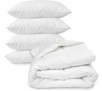 SleepyNights Hollowfibre Polycotton Single 4.5 Duvet and 4 Spring Bounce Back Pillows Set - Single 4.5 tog…