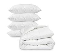SleepyNights King Duvet 10.5 Tog Poly Cotton Quilt with 4 Bounce Back Pillows, Anti-Allergy All Seasons Bedding Set, Hollowfibre Filling, Machine Washable, Made in UK (225x220cm)