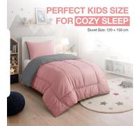 Sleepynights Pink & Grey 7.5 Tog Reversible 120 X 150 Cm Cot Bed Coverless Duvet & Pillow Set Anti Allergy