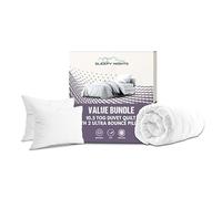 SleepyNights Single 10.5 Tog Duvet Quilt WITH 2 Ultra Bounce Pillows Value Bundle Non Allergenic Soft Touch Poly Cotton Single 10.5 Tog