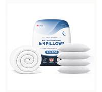 SleepyNights Super King Duvet 4.5 Tog & 4 Pillows Summer Cool Quilt | Breathable Cotton Rich | Non-Allergenic Hollowfibre | UK Made |Fits Superking Bed (260x220cm)