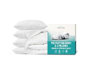 SleepyNigths 13.5 Tog Polycotton Duvet with 4 Bounce Back Pillows Warm & Durable Quilt Hypoallergenic - Double