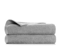 SLEEPZEN Set of 2 Pearl Grey Bath Towels - GOTS Certified Organic Cotton 500gr/m2 - Made in the EU - 2 Bath Sheets 70x140cm - Absorbent, Soft and Ecological