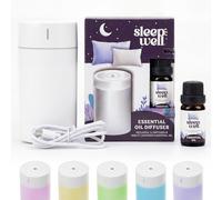 Sleepzzz Well Scented Oil Diffuser - Lavender, Orange, Patchouli & Eucalyptus Essential Oils Blend | Colour Changing Design | Quiet Mist Spray (1x Diffuser, 10ml Essential Oil Blend, Micro-USB Cable)