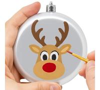 SLEETLY 12pk Blank DIY Christmas Baubles for Crafts to Personalize, Make Your Own Ornament for Kids and Adults, Drawing, Stickers, Plain Paintable Flat Disc to Decorate, Stencils, Matte Silver