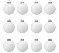 SLEETLY 12pk Blank White DIY Christmas Ball Baubles for Crafts to Personalize, Make Your Own Ornament for Kids and Adults, Drawing, Stickers, Plain Paintable Matte Bauble to Decorate