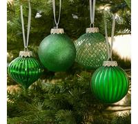 SLEETLY 28pk Bauble Green Ornaments for Christmas Tree Holiday Xmas Decorations, Shatterproof Plastic 3.15 Baubles, Icicles and Snowflakes