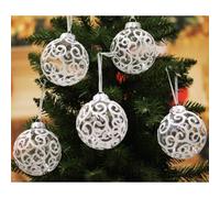 SLEETLY 28pk White Swirl Transparent Clear Bauble Ornaments for Farmhouse Christmas Tree Holiday Xmas Decorations - Large Shatterproof Plastic 80mm Baubles, Icicles and Snowflakes