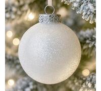 SLEETLY Big White Baubles Christmas Tree Holiday Decorations for - Extra Large Shatterproof Plastic 120mm Glitter Snow Balls and Snowflakes, Ornament Set of 8