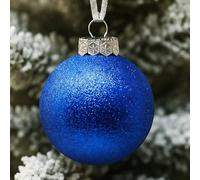 SLEETLY Blue Baubles for Christmas Tree Decorations, Shatterproof Plastic 60mm and 80mm Glitter Snow Balls, Icicles and Snowflakes, Ornament Set of 32