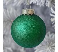 SLEETLY Green Baubles for Christmas Tree Decorations, Shatterproof Plastic 60mm and 80mm Glitter Snow Balls, Icicles and Snowflakes, Ornament Set of 32