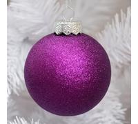 SLEETLY Purple Baubles for Christmas Tree Decorations, Shatterproof Plastic 60mm and 80mm Glitter Snow Balls, Icicles and Snowflakes, Ornament Set of 32
