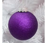 SLEETLY Purple Baubles for Christmas Tree Decorations, Shatterproof Plastic 60mm and 80mm Glitter Snow Balls, Icicles and Snowflakes, Ornament Set of 32
