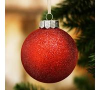 SLEETLY Red Baubles for Christmas Tree Decorations, Shatterproof Plastic 60mm and 80mm Glitter Snow Balls, Icicles and Snowflakes, Ornament Set of 32