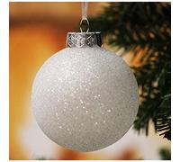 SLEETLY White Christmas Baubles for Farmhouse Tree Holiday Xmas Decorations, Large Shatterproof Plastic 80mm Glitter Snow Balls, Icicles and Snowflakes, Ornament Set of 28