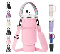 Sleeve Bag with Strap for Stanley 30 oz Tumbler with Handle & Simple Modern 30oz Travel Coffee Mug - Water Bottle Sling Holder for Stanley Cup Accessories with Paracord Handle & Straw Cover-Pink