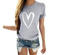 Sleeve Bleach Day Blouse Print T Shirt Pots Short Women Love Women's T-Shirts Red, gray, XL